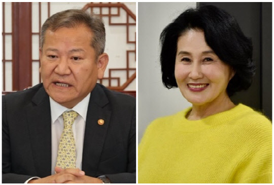 이상민(왼쪽) 행정안전부 장관과 전여옥 전 국회의원. <전여옥 SNS, 연합뉴스>